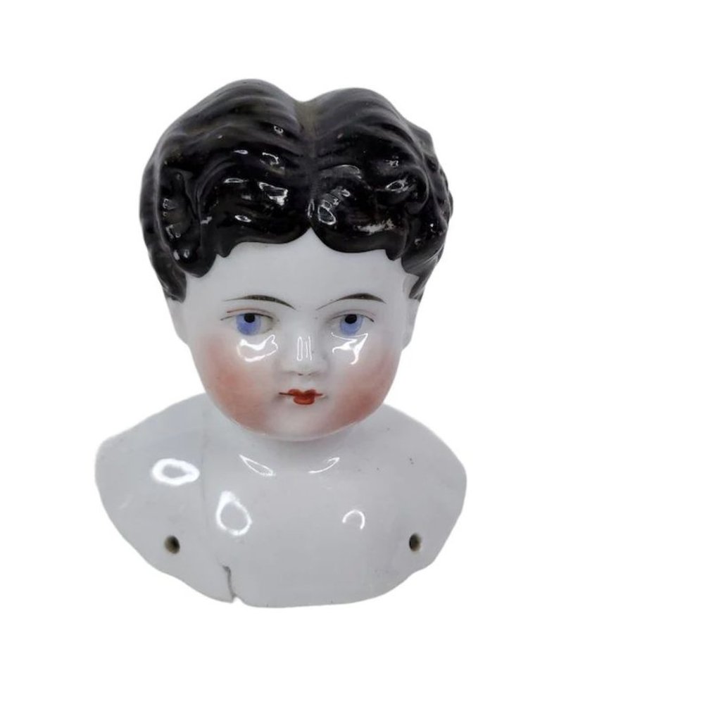 Antique German All Original Low Brow China Head Do